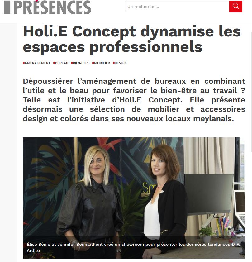 HOLI.E Concept - Aménagement espace de travail - Article Présences décembre 2020